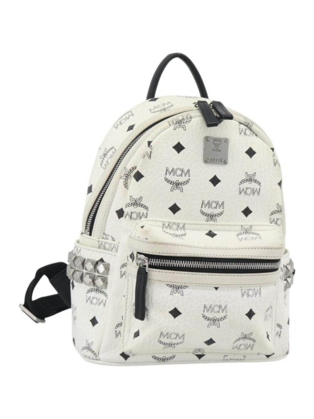 MCM Vicetos Backpack PVC Leather White Silver